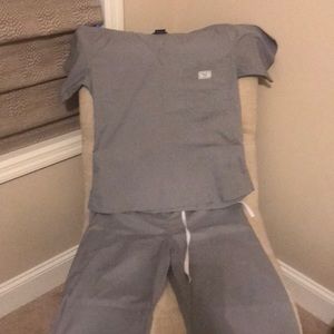 4 sets of Blue Sky set of light gray scrubs